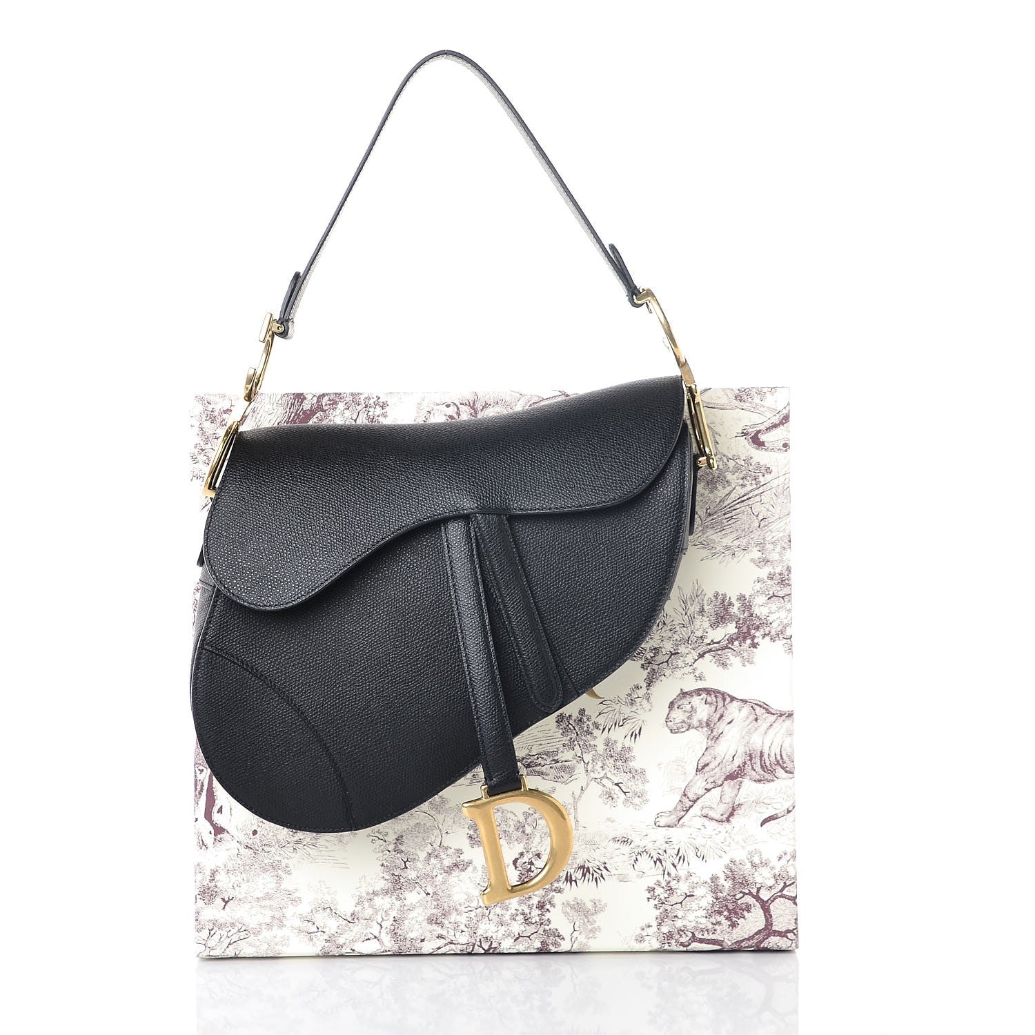 Christian Dior Grained Calfskin Saddle Bag Black 8 of 8