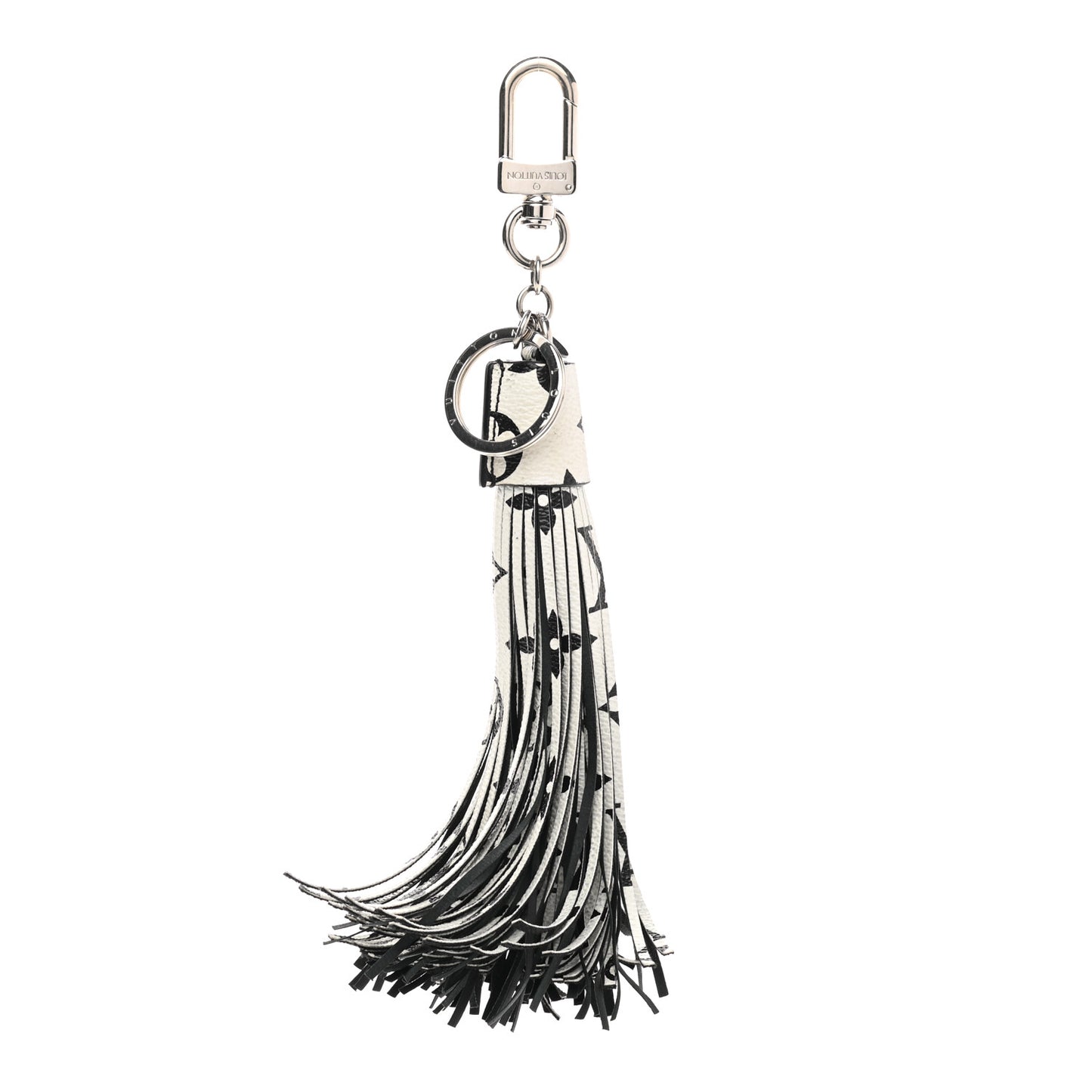 Monogram Tassel Bag Charm White
