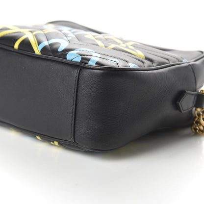 Gucci Calfskin Matelasse GucciGhost Medium GG Marmont Chain Shoulder Bag Black New Acquamarine 7 of 10