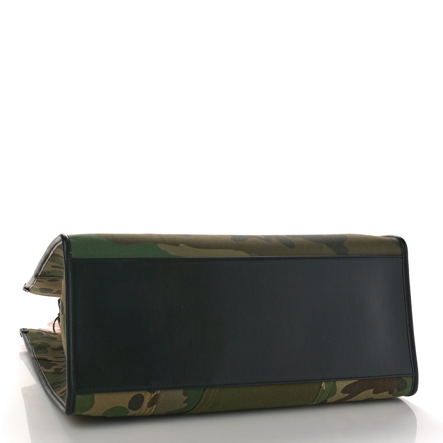 Large Canvas Camouflage Shopping Tote Black Multicolor