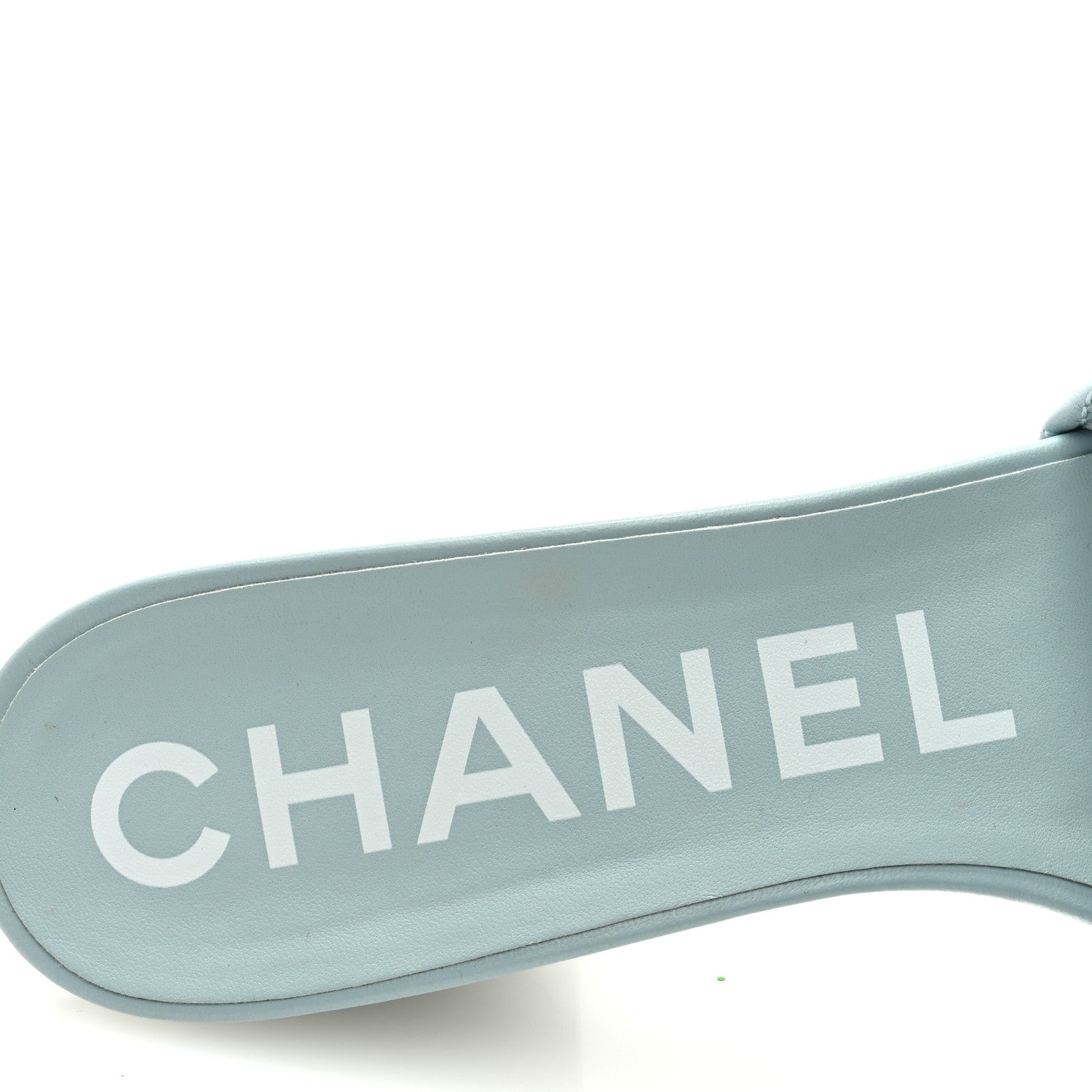 Chanel Lambskin Quilted Textured CC Mules 38.5 Light Blue 7 of 8