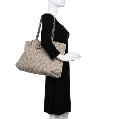 Chanel Canvas Quilted Tweed Stitch Bubble Shopping Tote Beige 2 of 10