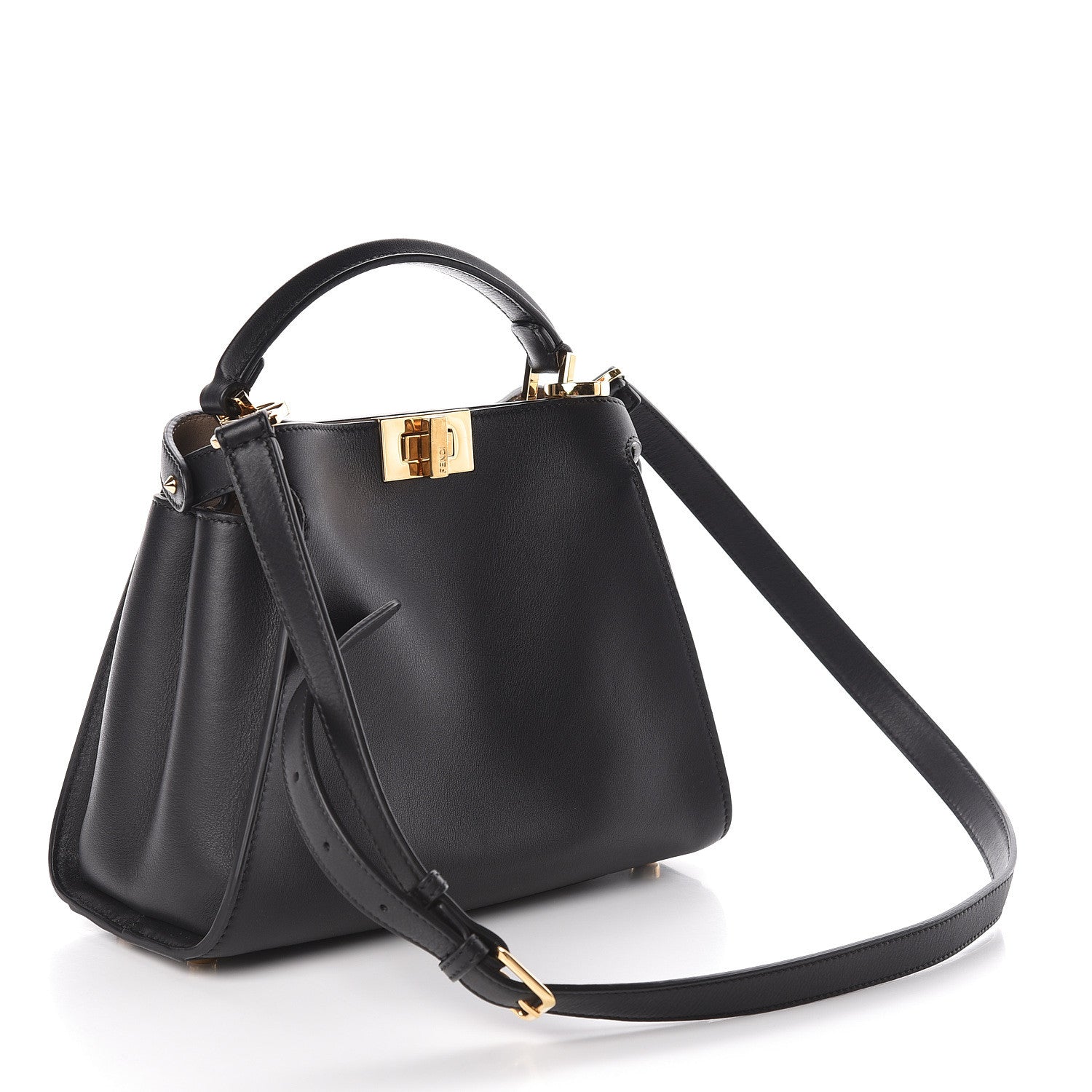 Fendi Vitello Tahiti Burro Medium Peekaboo Iconic Essentially Satchel Black Corda 3 of 10