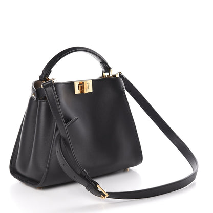Fendi Vitello Tahiti Burro Medium Peekaboo Iconic Essentially Satchel Black Corda 3 of 10