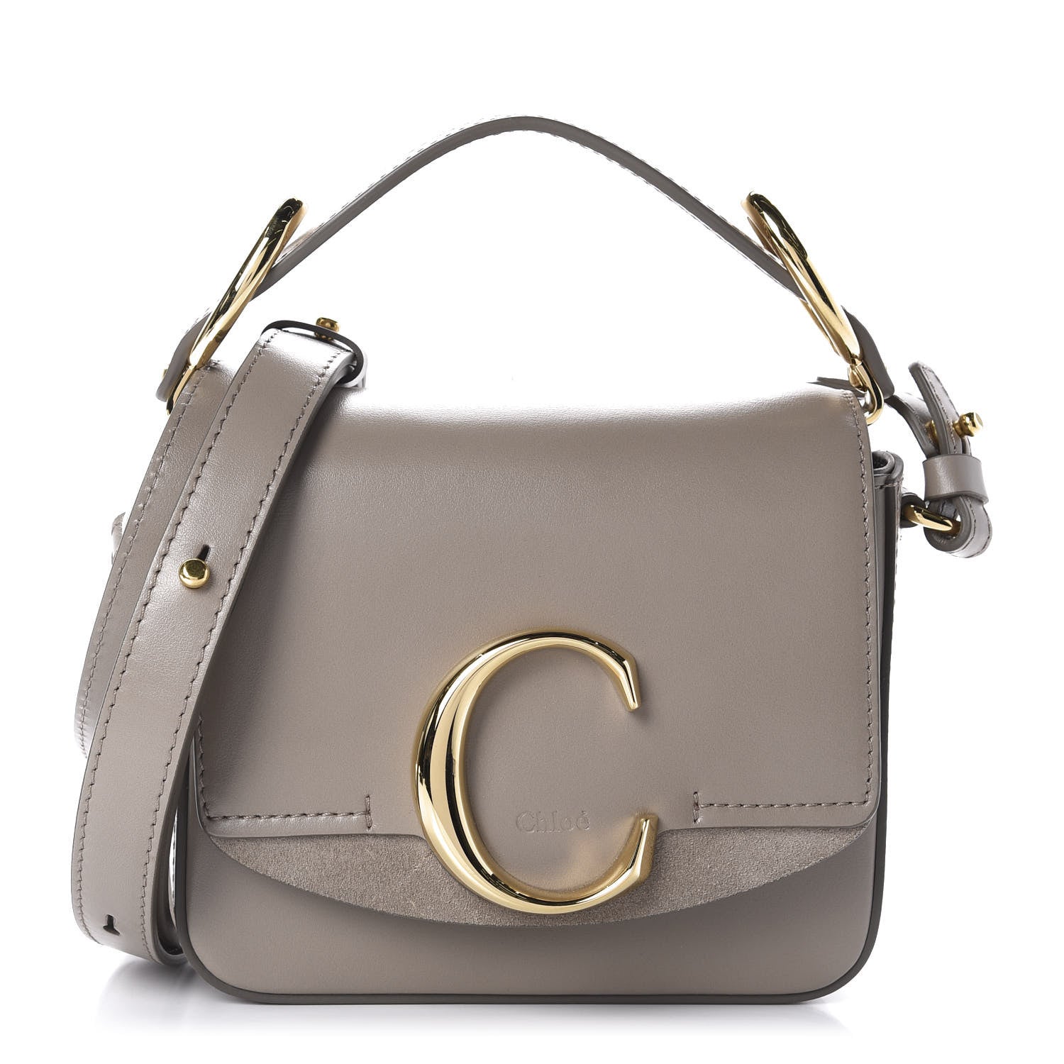 Chloe Shiny Calfskin Suede Mini C Double Carry Motty Grey 1 of 10