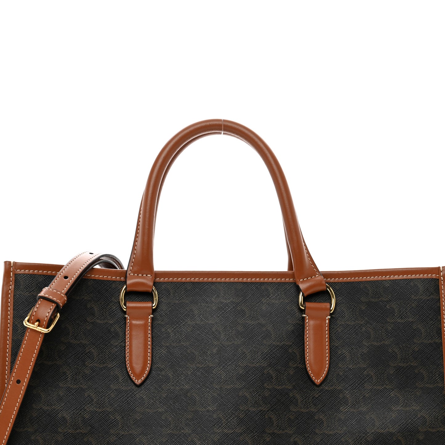 Triomphe Canvas Calfskin Mini Horizontal Cabas Tan