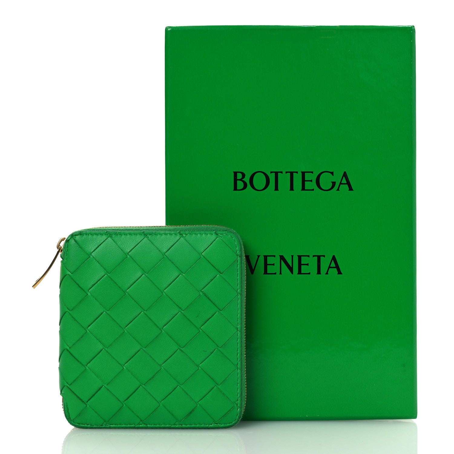 Bottega Veneta Nappa Intrecciato Zip Around Compact Wallet Parakeet 11 of 11