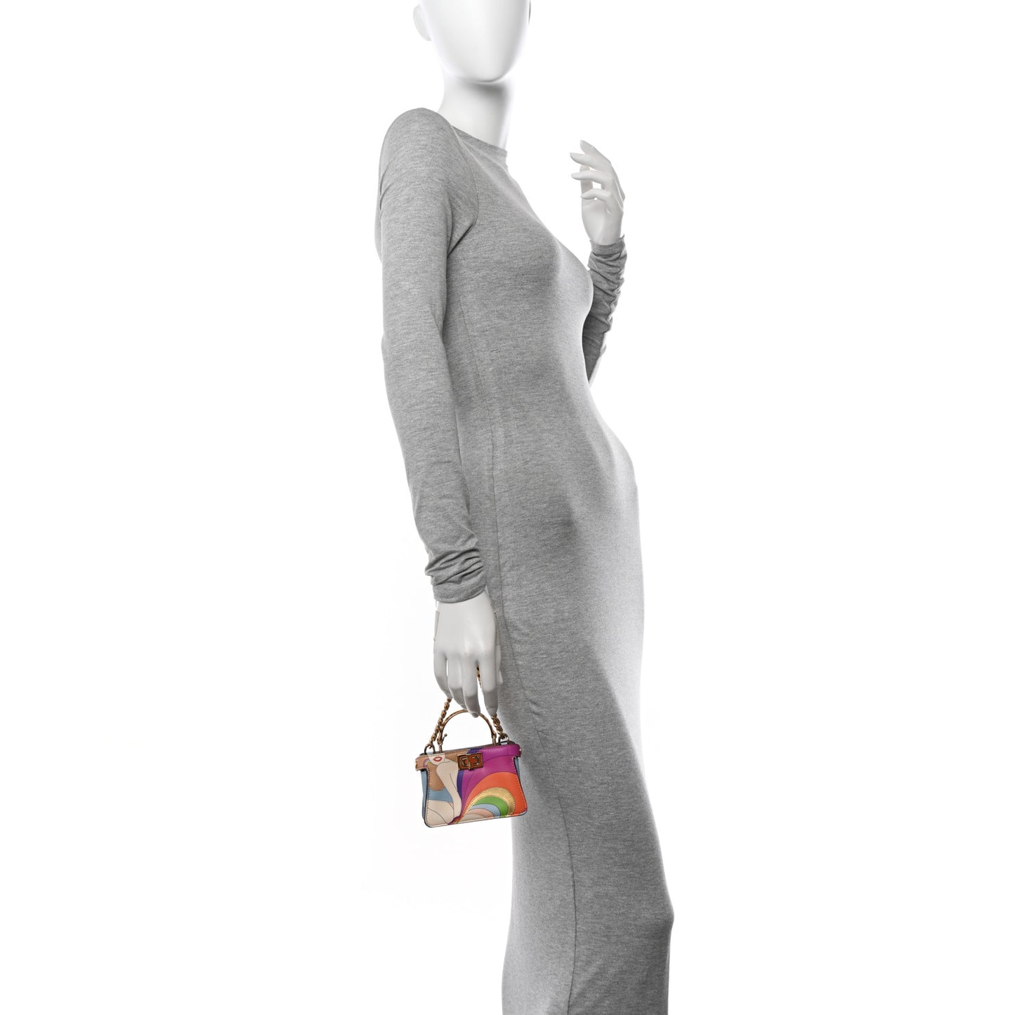 Nappa Rainbow Inlay Nano Peekaboo Maxi Handle Satchel Azzurro Baby Multicolor