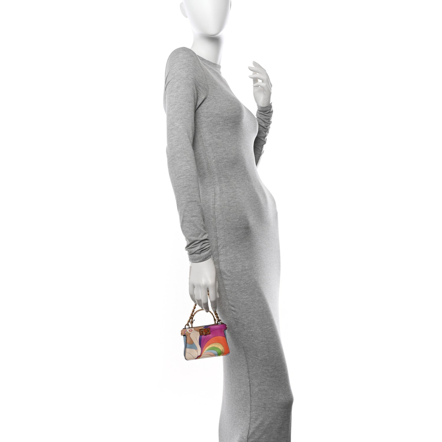 Fendi Nappa Rainbow Inlay Nano Peekaboo Maxi Handle Satchel Azzurro Baby Multicolor 2 of 10