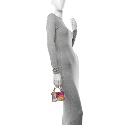 Fendi Nappa Rainbow Inlay Nano Peekaboo Maxi Handle Satchel Azzurro Baby Multicolor 2 of 10