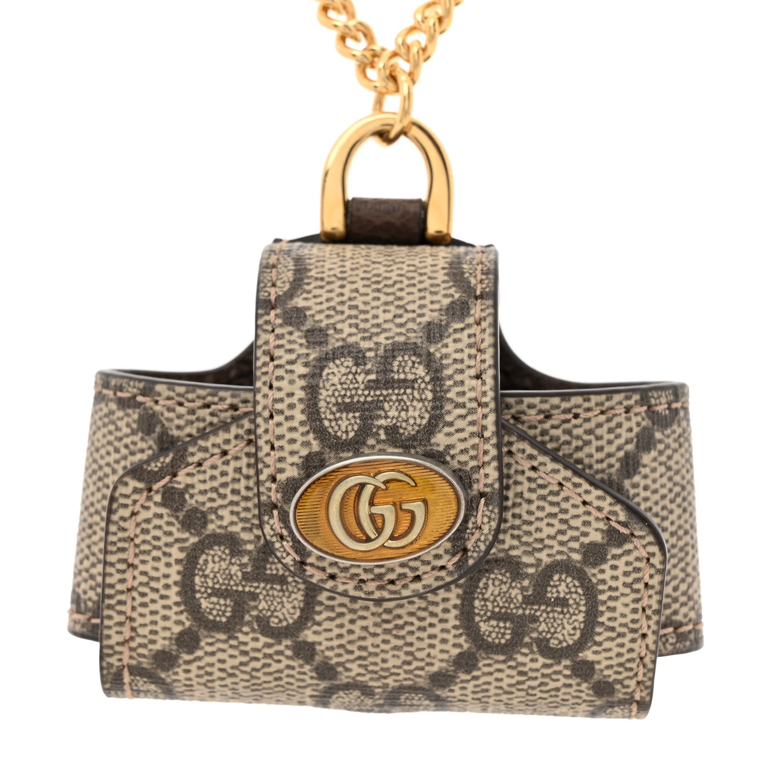 Gucci GG Supreme Monogram AirPods Case Necklace Beige Ebony 4 of 7