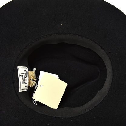 Hermes Rabbit Felt Laquered Gold Faubourg Pop H Hat 58 Black 4 of 4