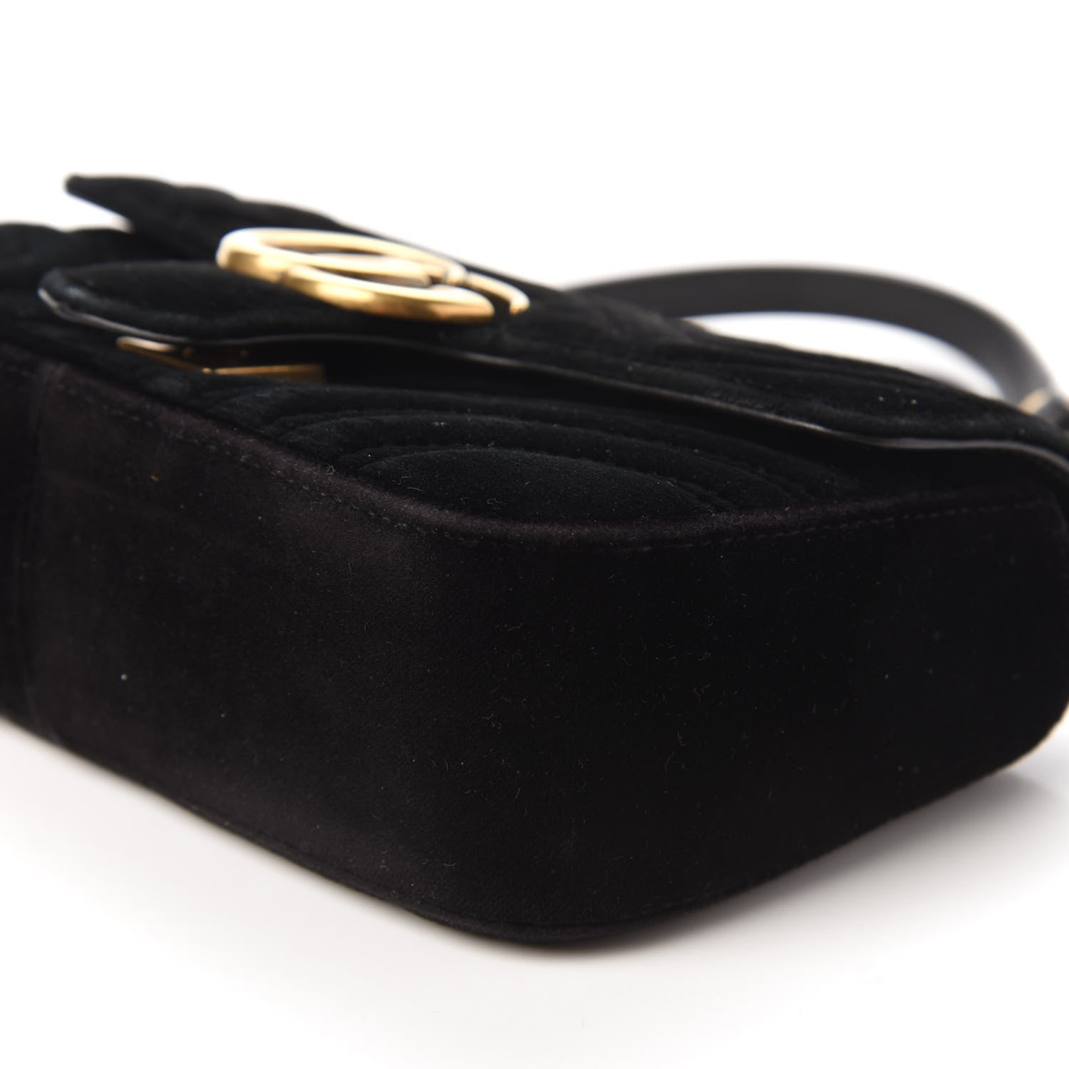 Gucci Velvet Matelasse Mini GG Marmont Shoulder Bag Black 7 of 10