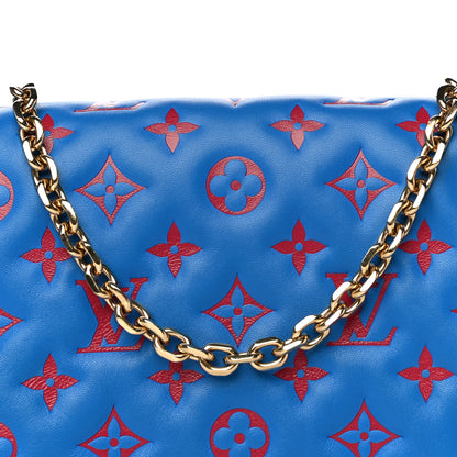 Louis Vuitton Lambskin Embossed Monogram Vuittamins Pochette Coussin Blue Red 7 of 11