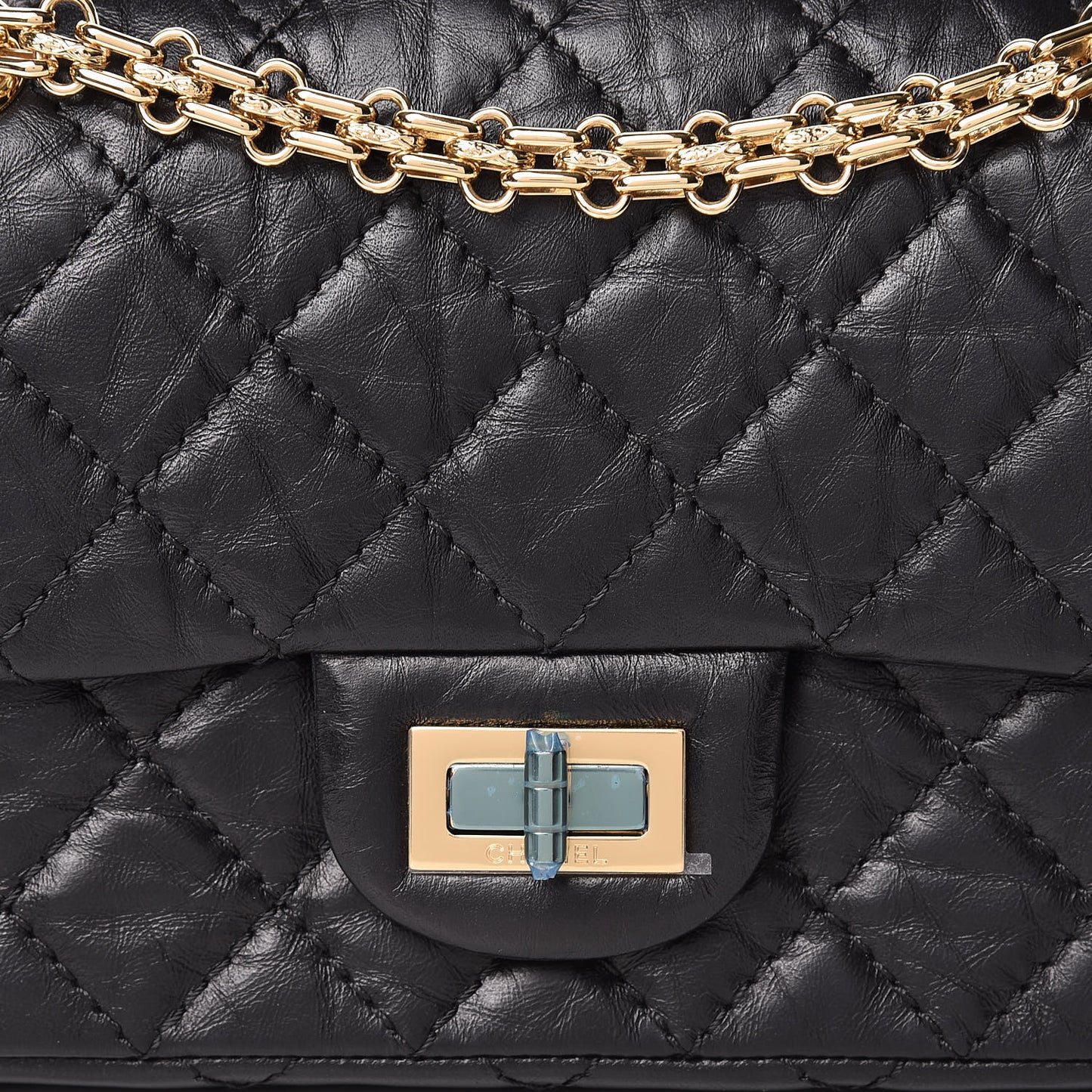Aged Calfskin Quilted 2.55 Reissue Mini Flap Black
