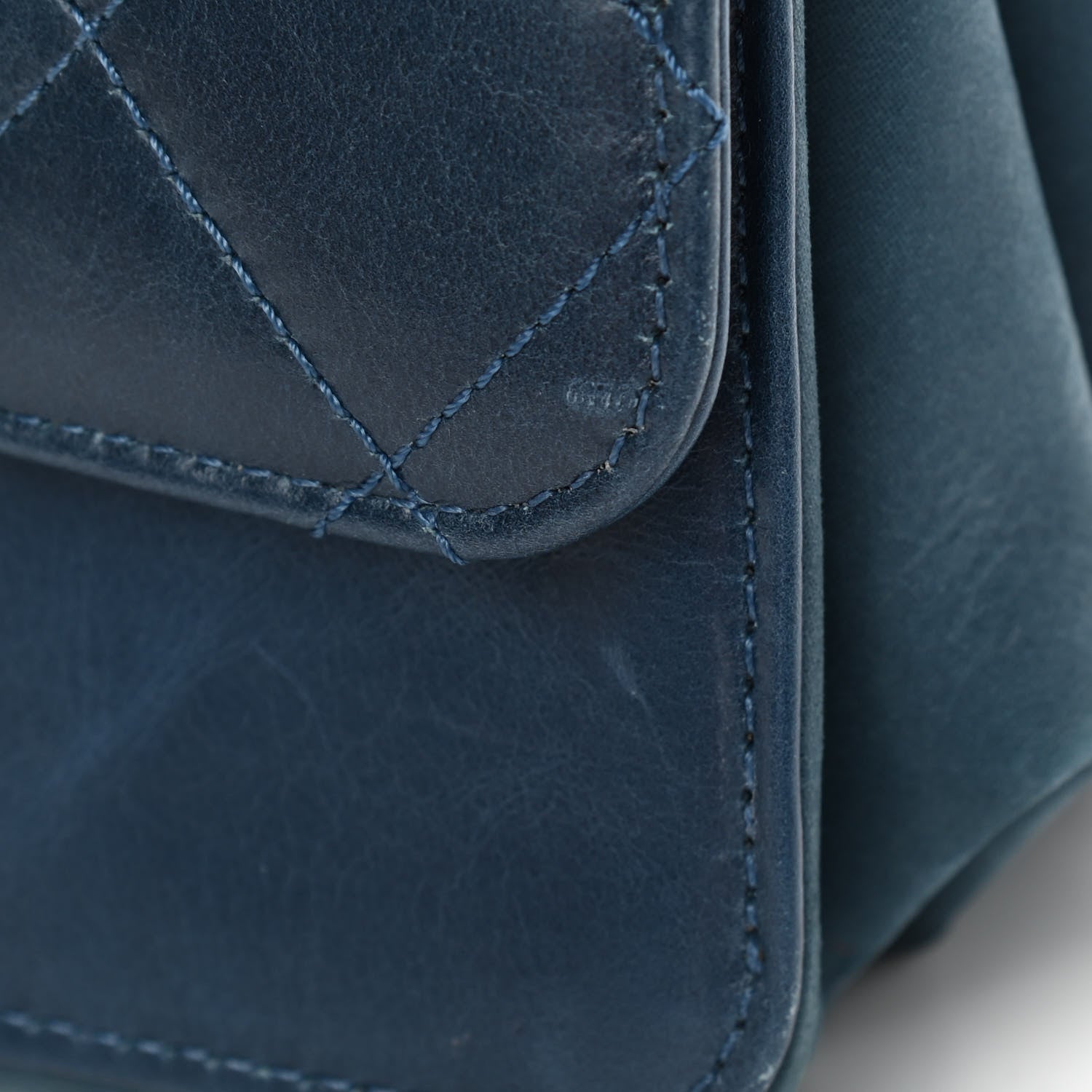 Chanel Glazed Calfskin Quilted Mini Straight Lined Flap Blue 9 of 10