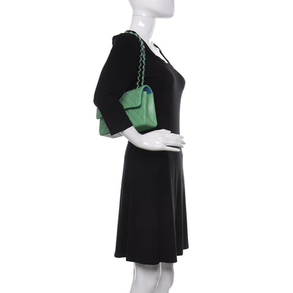 Chanel Lambskin Quilted Small Double Flap Green Blue 2 of 13