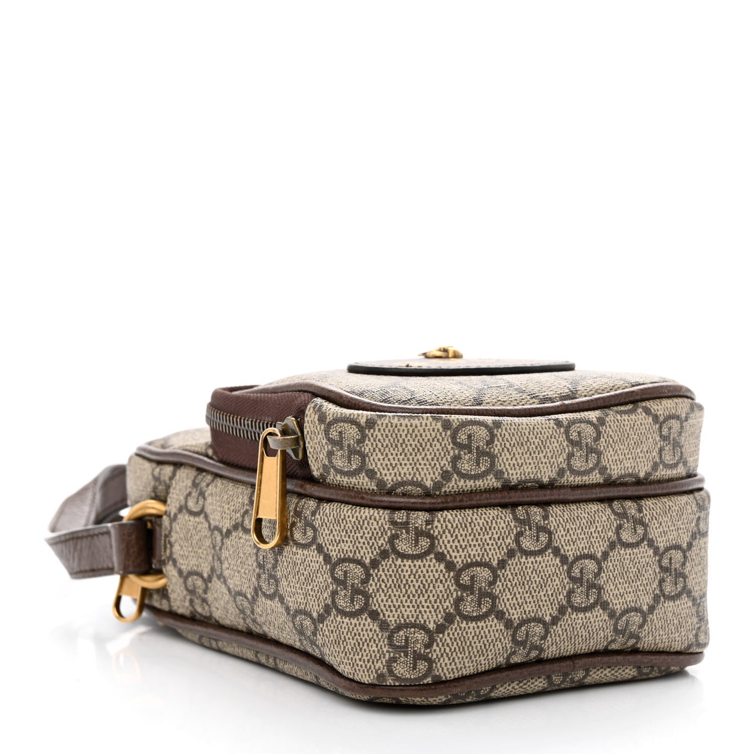 Gucci GG Supreme Monogram Mini Neo Vintage Double Zip Messenger Bag Beige New Acero Crop 4 of 12