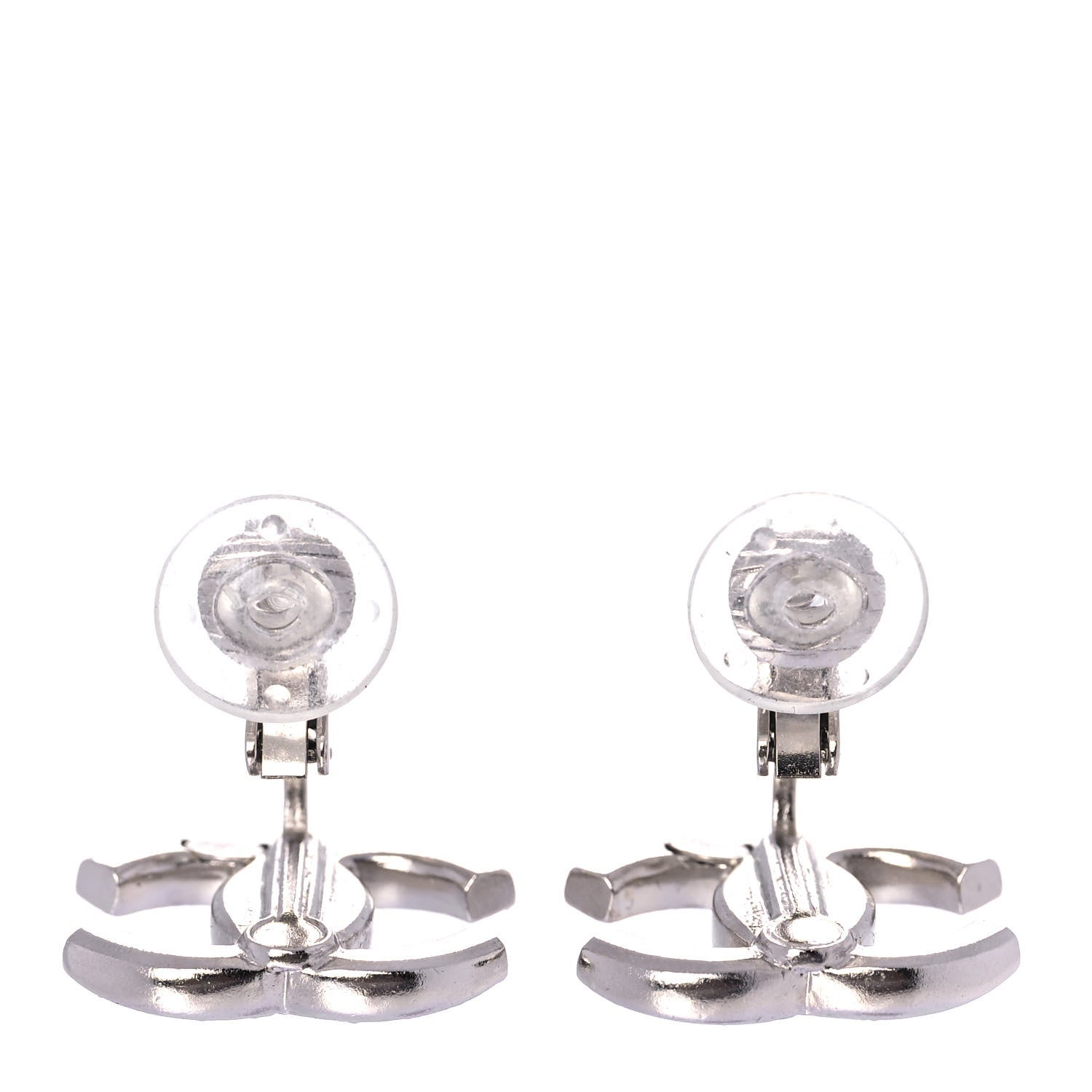 Chanel Crystal CC Clip On Earrings Silver 4 of 5