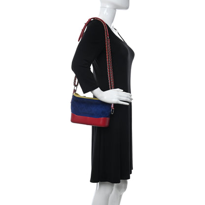 Chanel Suede Calfskin Quilted Small Gabrielle Hobo Red Blue Yellow 2 of 10