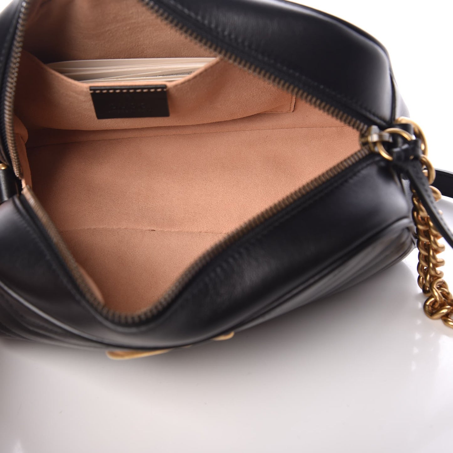 Calfskin Matelasse Small GG Marmont Chain Shoulder Bag Black