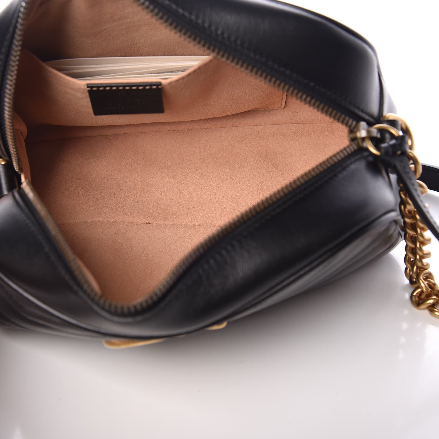 Gucci Calfskin Matelasse Small GG Marmont Chain Shoulder Bag Black 5 of 7