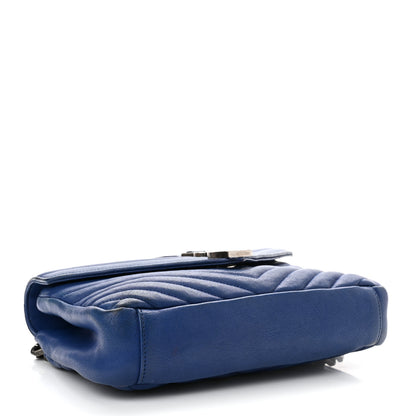 Saint Laurent Sheepskin Matelasse Chevron Monogram Medium College Bag Royal Blue 4 of 11