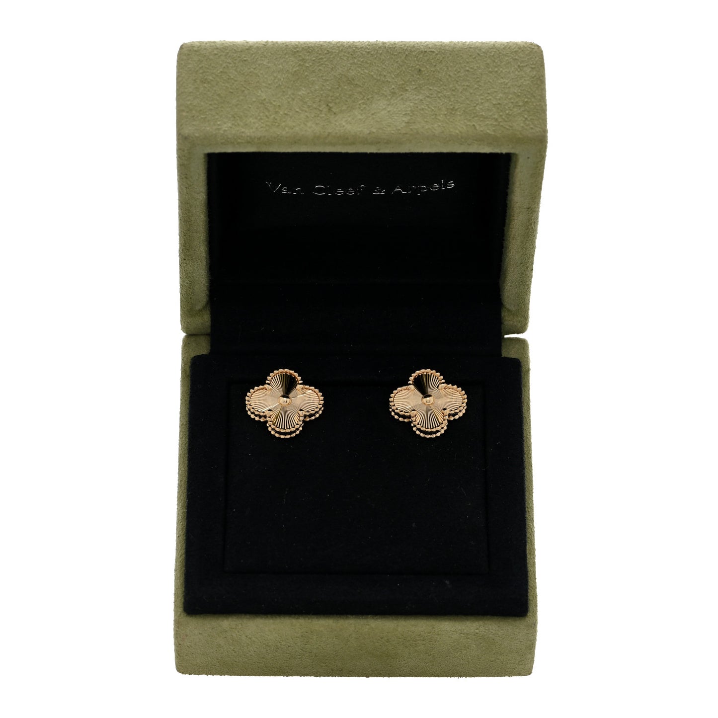 18K Yellow Gold Guilloche Vintage Alhambra Earrings