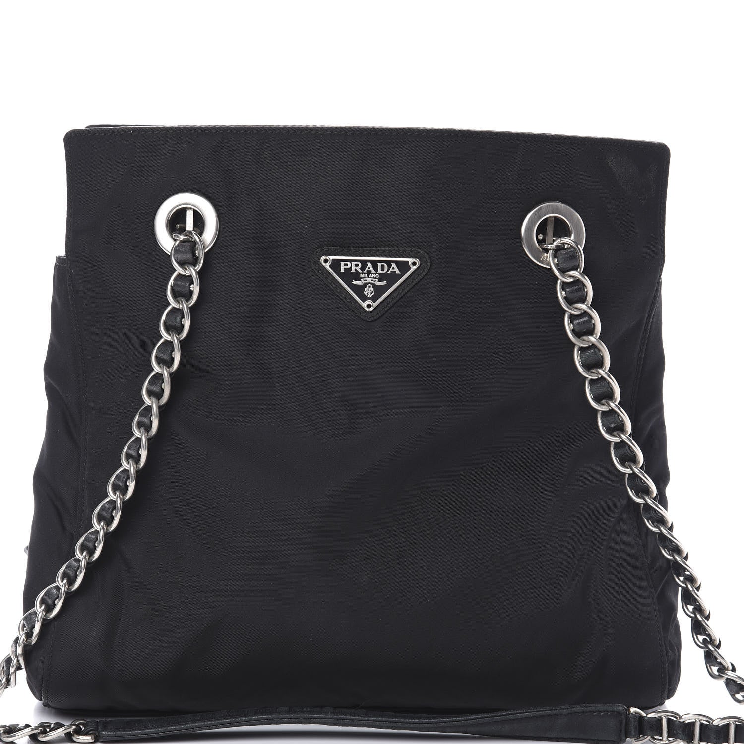 Prada Nylon Tessuto Acciaio Chain Shoulder Bag Black 9 of 15