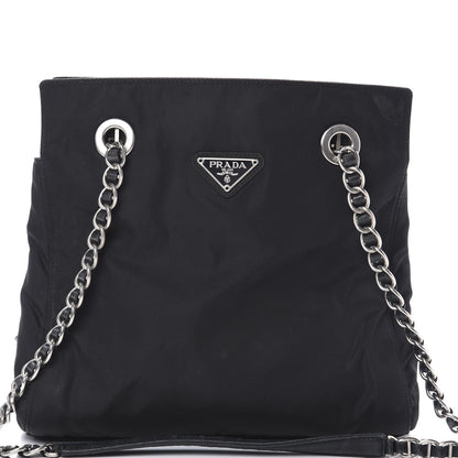 Prada Nylon Tessuto Acciaio Chain Shoulder Bag Black 9 of 15