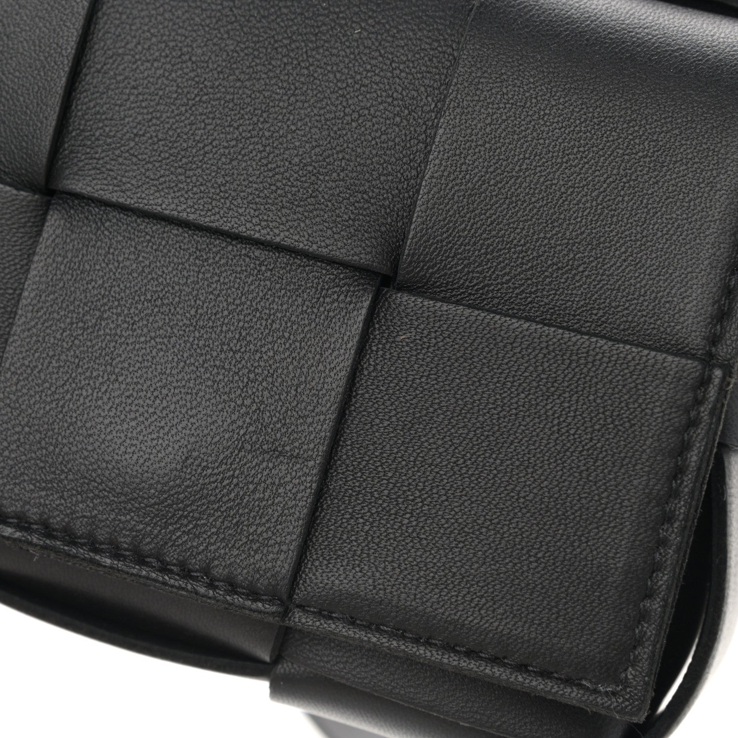 Bottega Veneta Lambskin Maxi Intrecciato Extra Mini Cassette Crossbody Bag Black 12 of 13