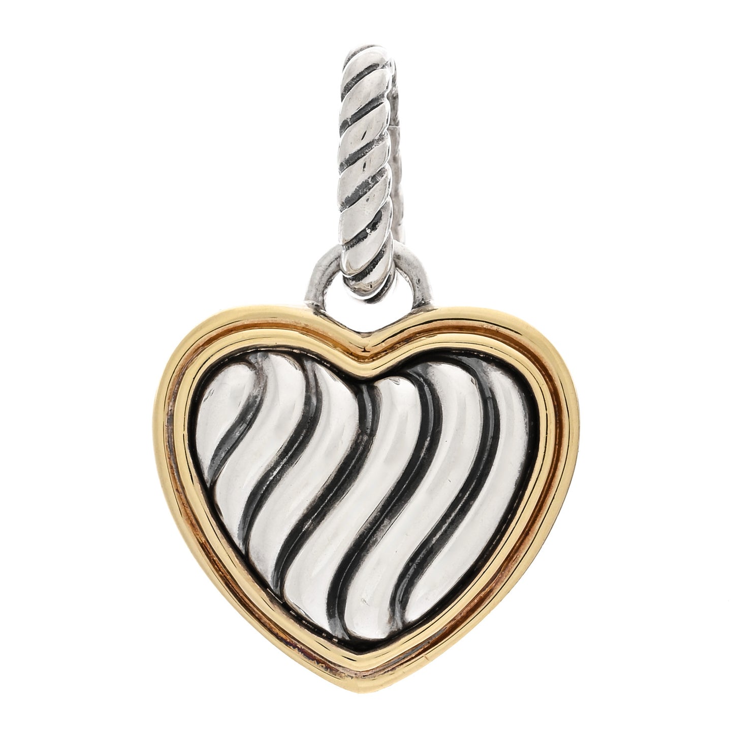 DAVID YURMAN Sterling Silver 18K Yellow Gold Cable Heart Pendant