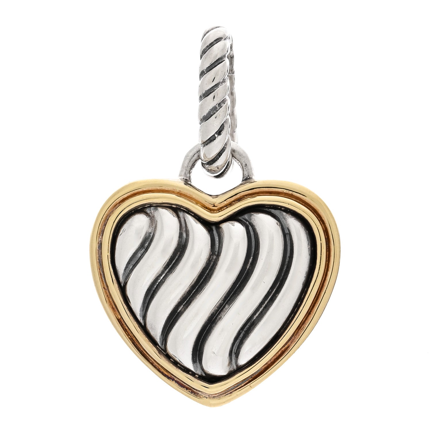 David Yurman DAVID YURMAN Sterling Silver 18K Yellow Gold Cable Heart Pendant 1 of 4