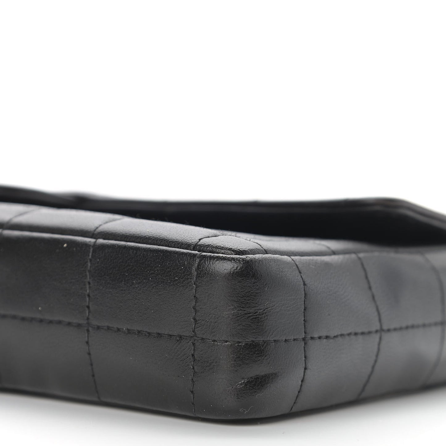 Lambskin East West Chocolate Bar Flap Black