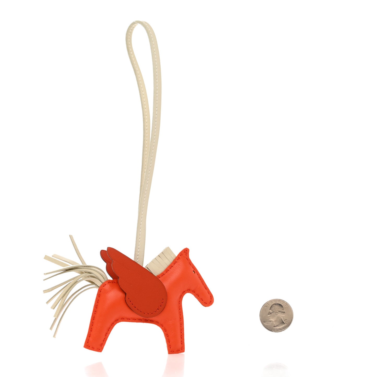 Milo Lambskin Grigri Rodeo Pegase Horse Bag Charm PM Orange Poppy Craie Terre Battue