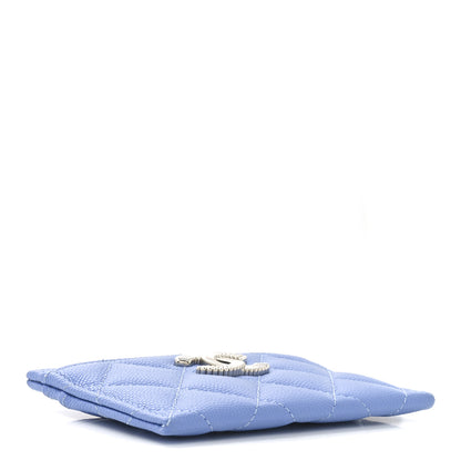 Chanel Caviar Quilted Ribbed Metal CC Card Holder Blue 4 of 8