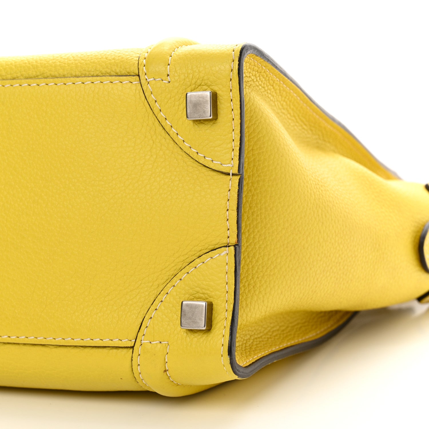 Celine Drummed Calfskin Micro Luggage Citron 9 of 14