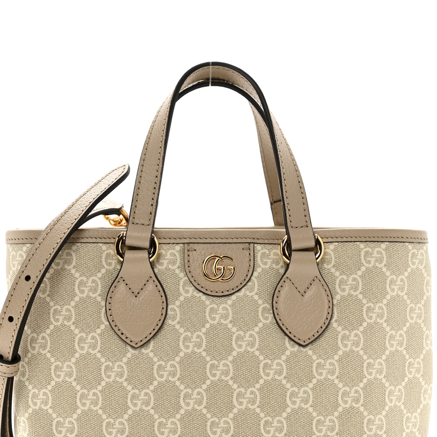 GG Supreme Monogram Textured Dollar Calfskin Mini Ophidia Shoulder Tote Bag Bag Beige Mystic White Oatmeal