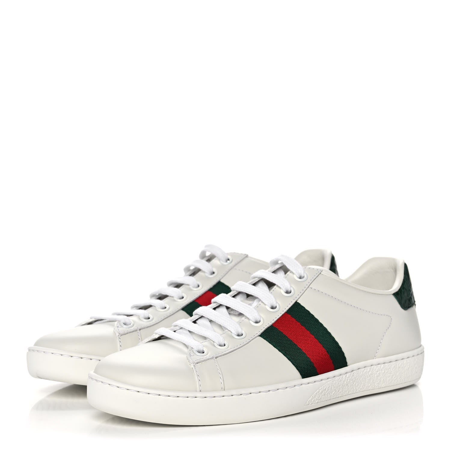 Gucci Calfskin Crocodile Web Womens Ace Sneakers 36.5 White Green 3 of 11