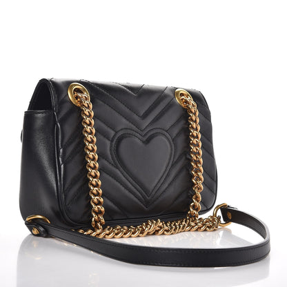 Gucci Calfskin Matelasse Mini GG Marmont Shoulder Bag Black 3 of 7