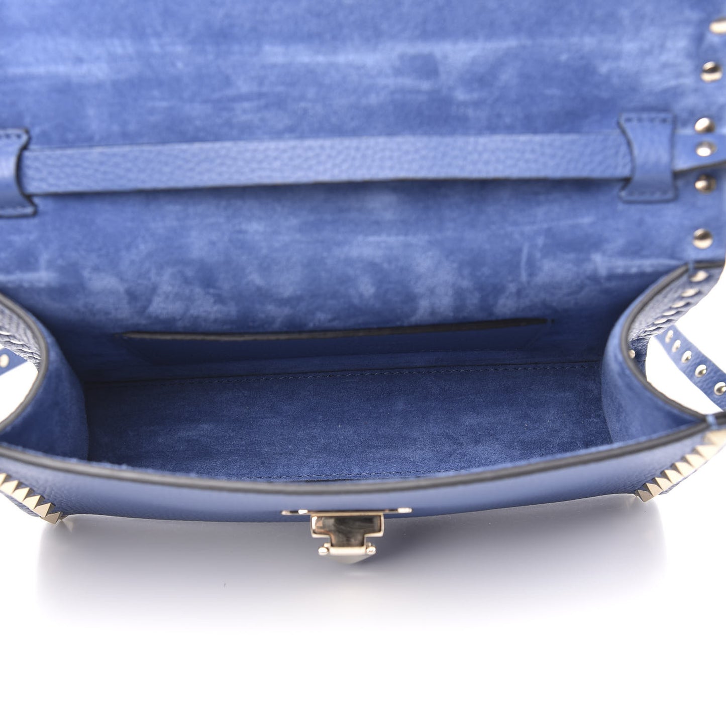 Pebbled Calfskin Medium Rockstud Flip Lock Crossbody Bag Baltique