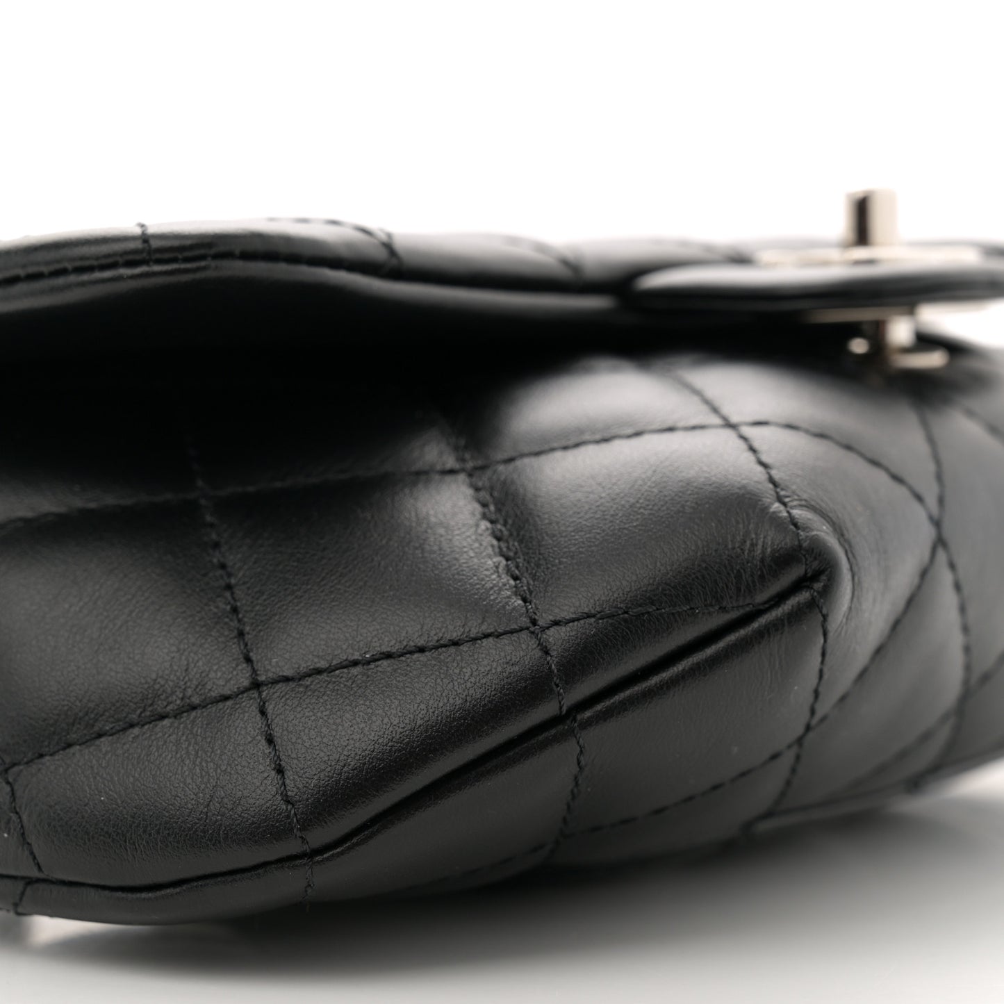 Calfskin Quilted CC Uniform Flap Belt Bag Black