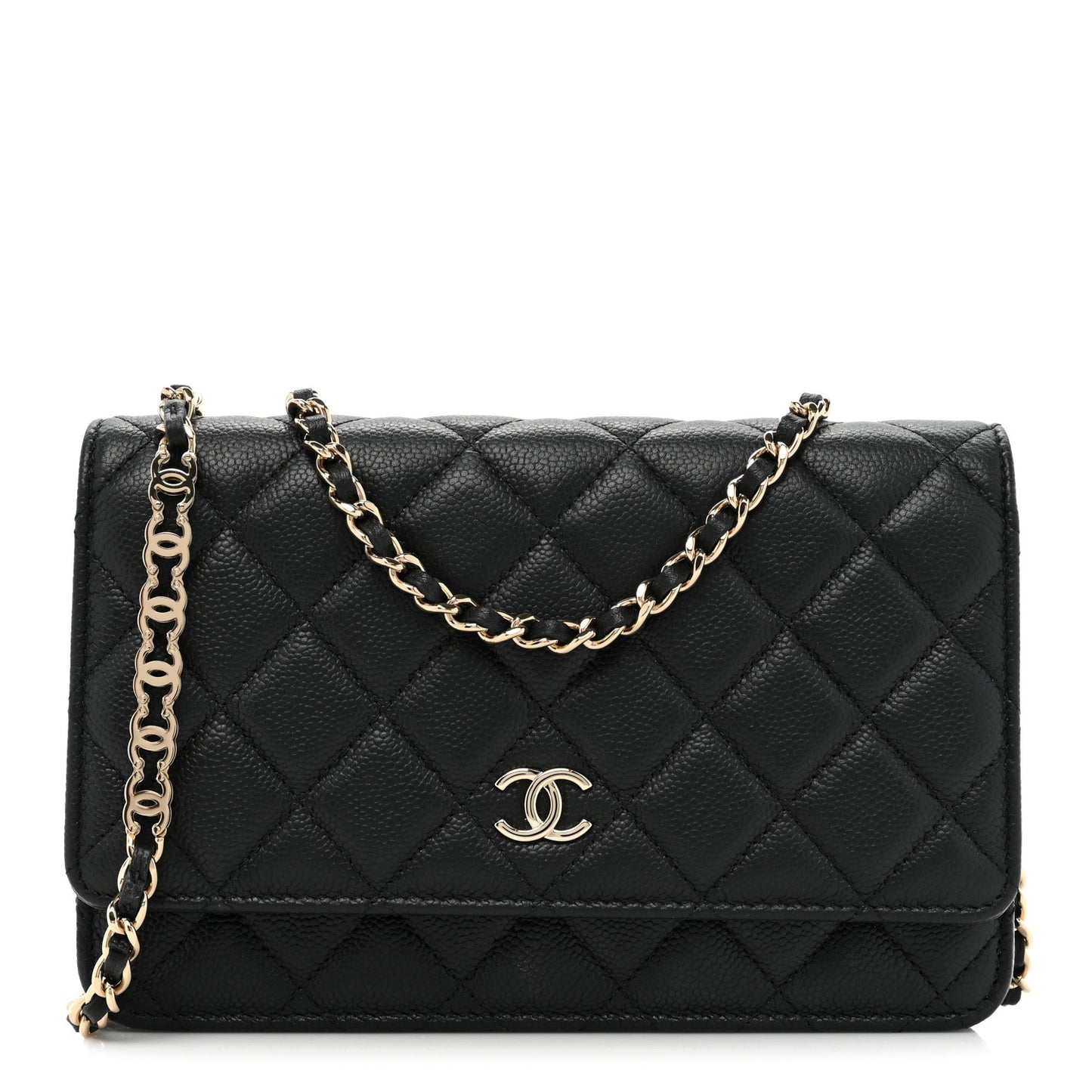 Caviar Quilted Tiny CC Wallet On Chain WOC Black