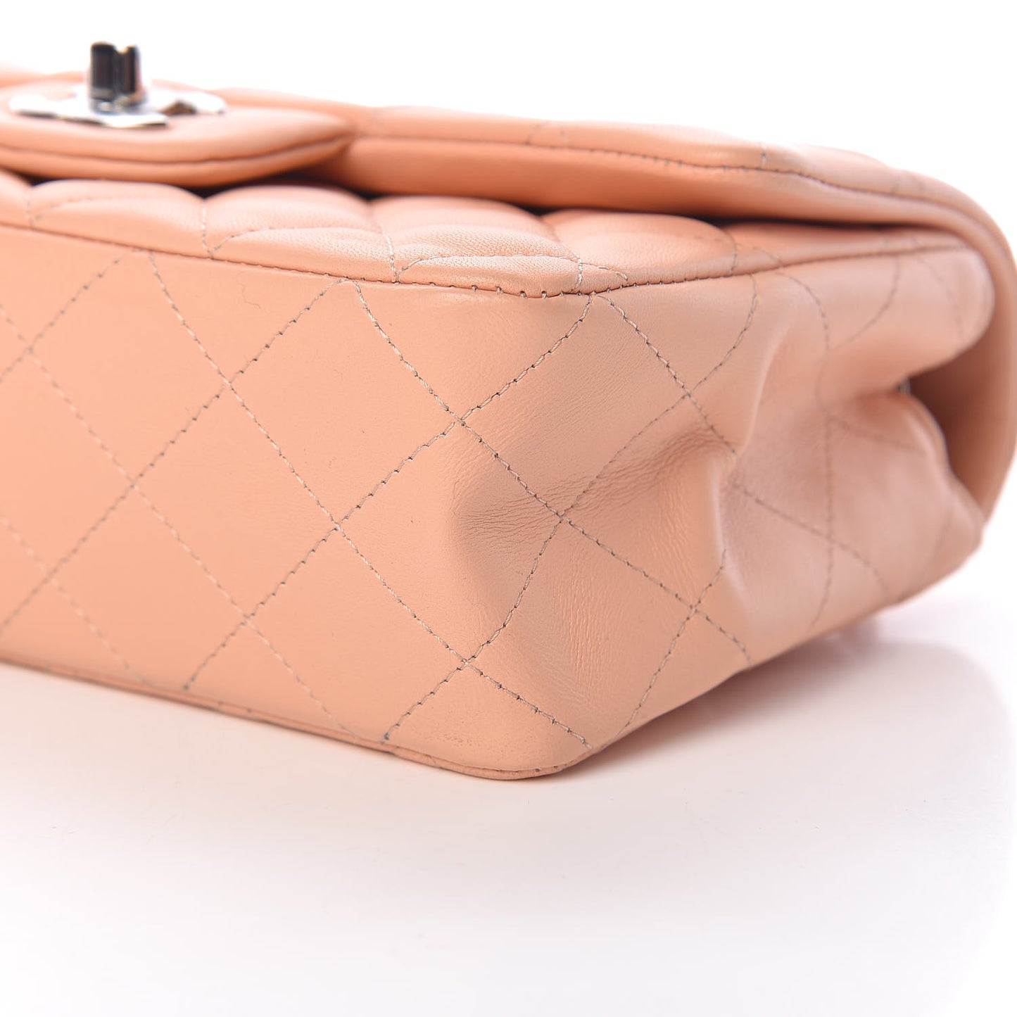 Lambskin Quilted Mini Rectangular Flap Light Pink