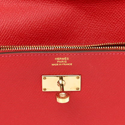 Hermes Epsom Kelly Longue Wallet Rouge Casaque 6 of 9