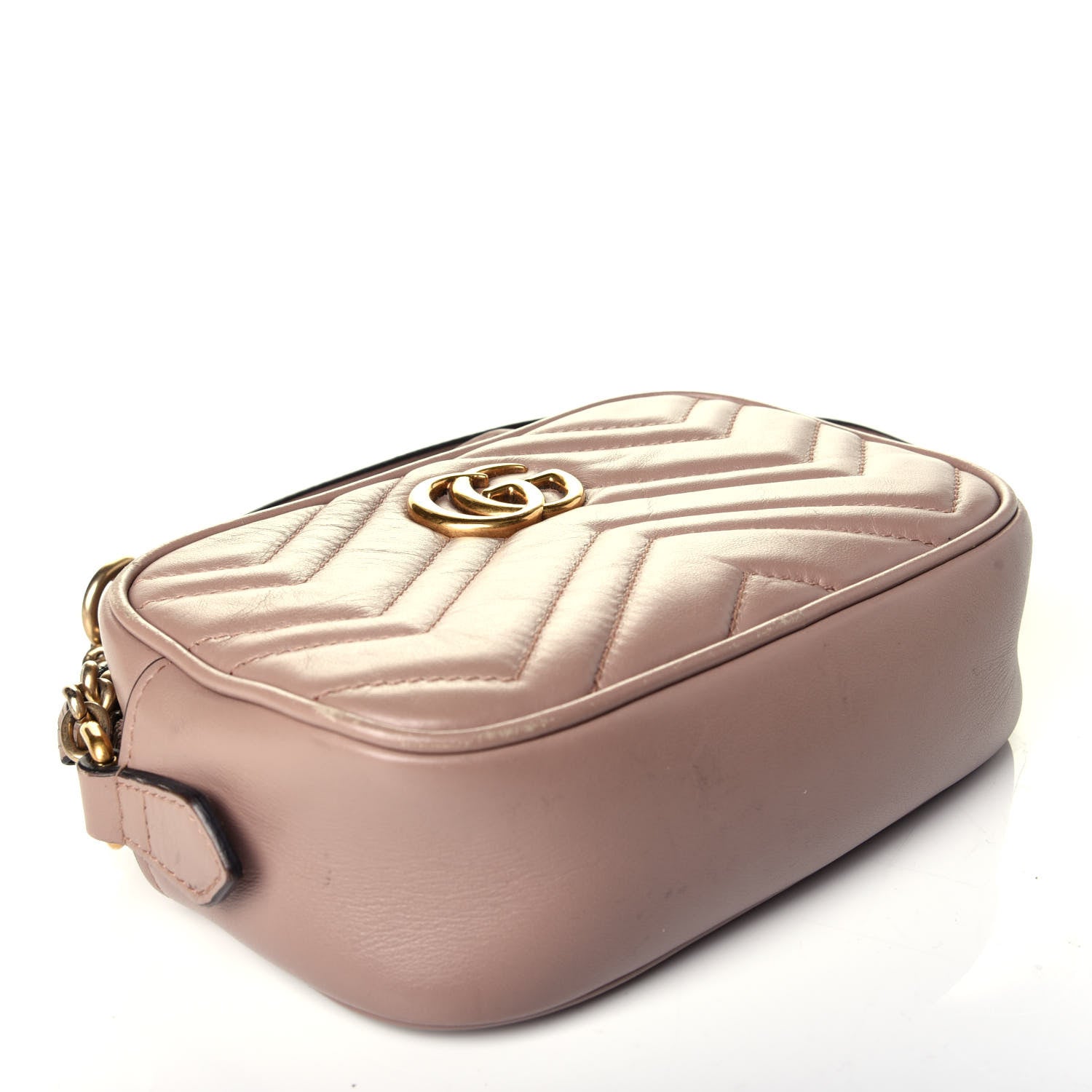 Gucci Calfskin Matelasse Mini GG Marmont Chain Shoulder Bag Porcelain Rose 7 of 17