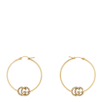 Gucci 18K Yellow Gold Diamond Running GG Hoop Earrings 1 of 5