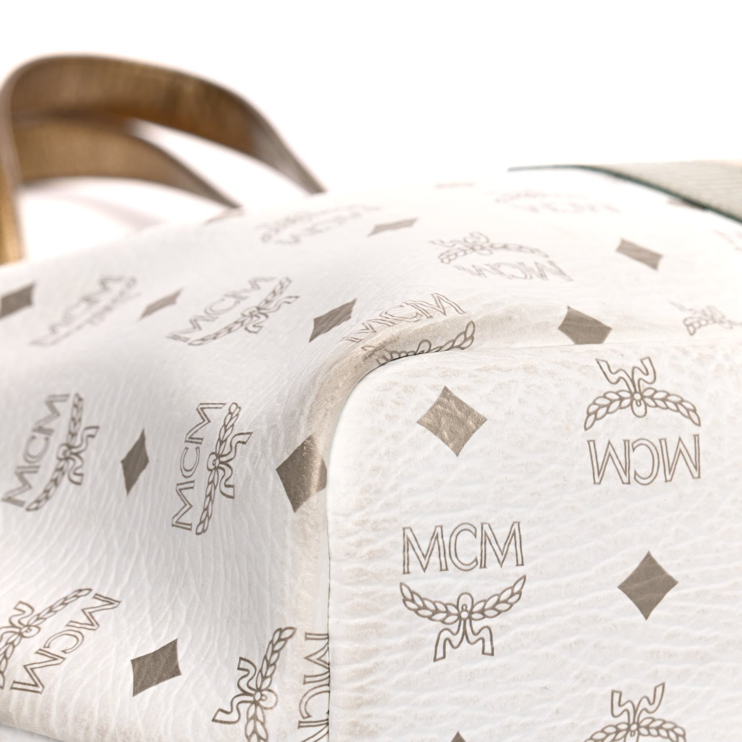 MCM Visetos Striped Munich Lion Tote White 7 of 11