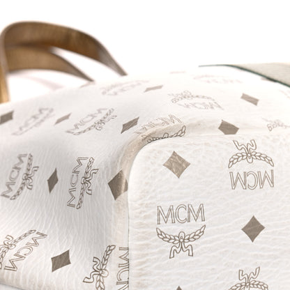 MCM Visetos Striped Munich Lion Tote White 7 of 11