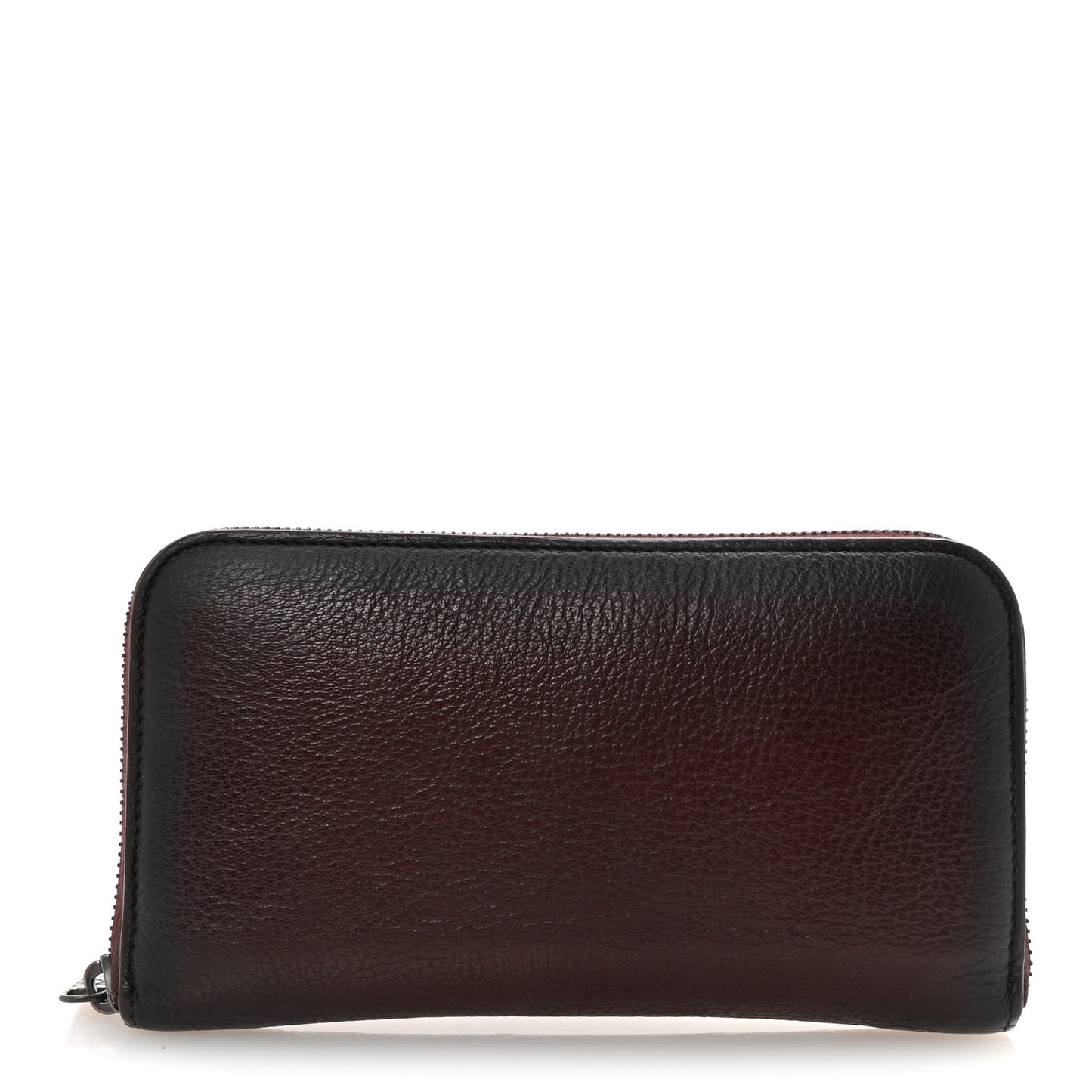 Grained Calfskin Zip Around Wallet Burgundy Black
